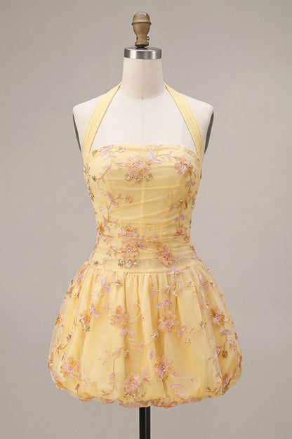 Helene Homecoming Dress with Corset Bodice and Halter Neck