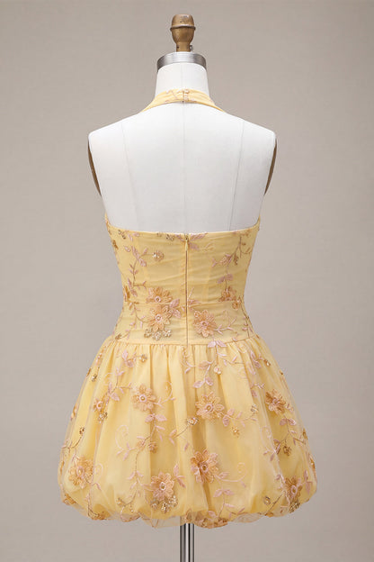 Helene Homecoming Dress with Corset Bodice and Halter Neck