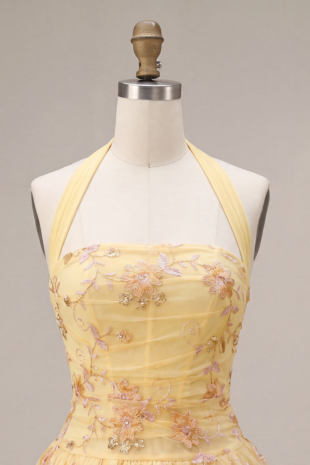 Helene Homecoming Dress with Corset Bodice and Halter Neck