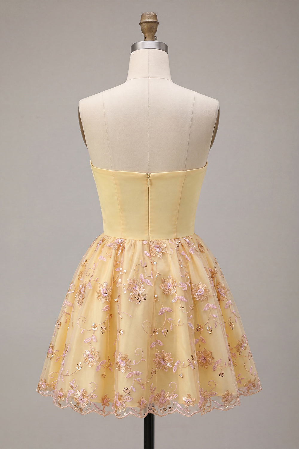 Victoire Sequin Dress with Floral Detail and Full Mini Skirt