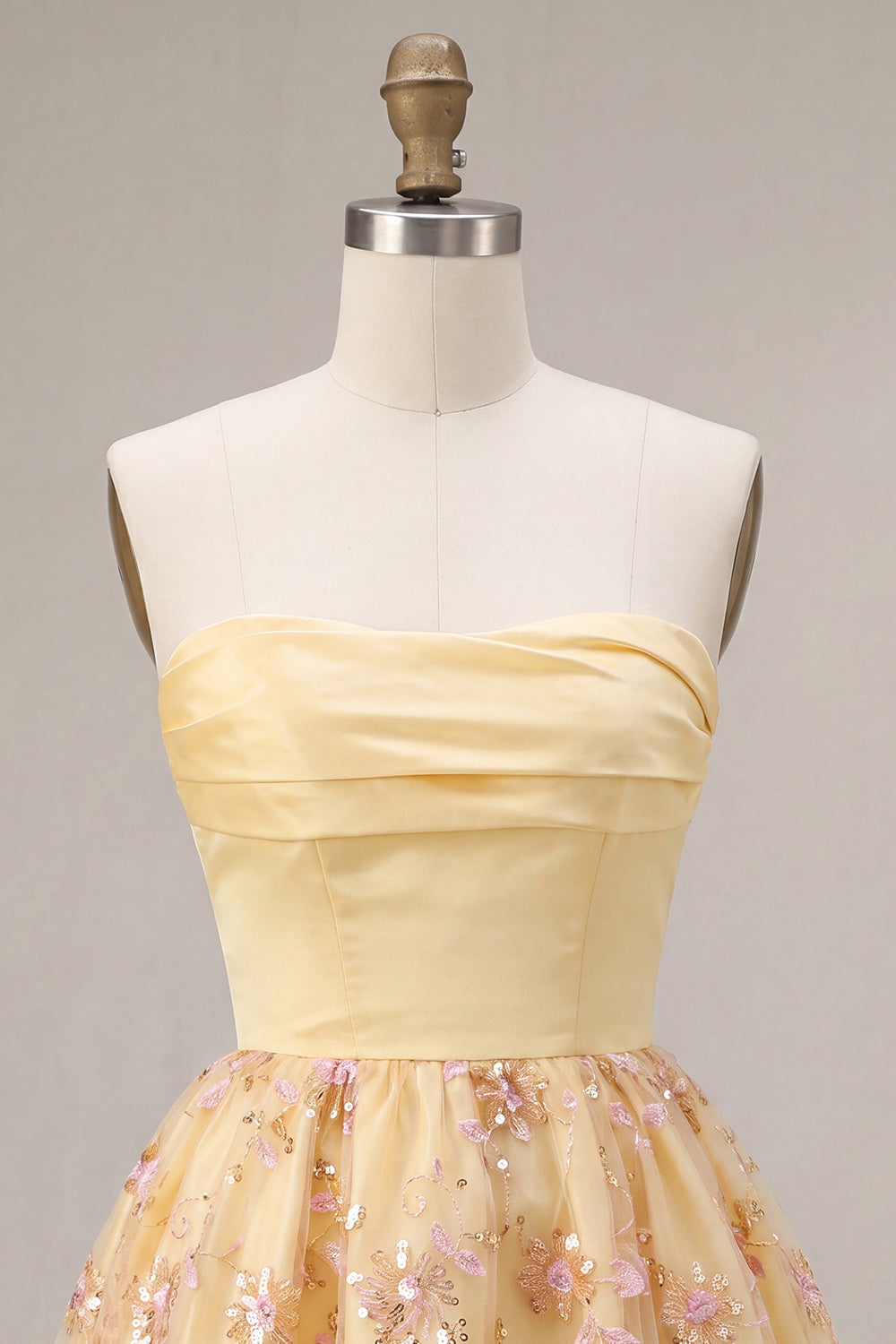 Victoire Sequin Dress with Floral Detail and Full Mini Skirt