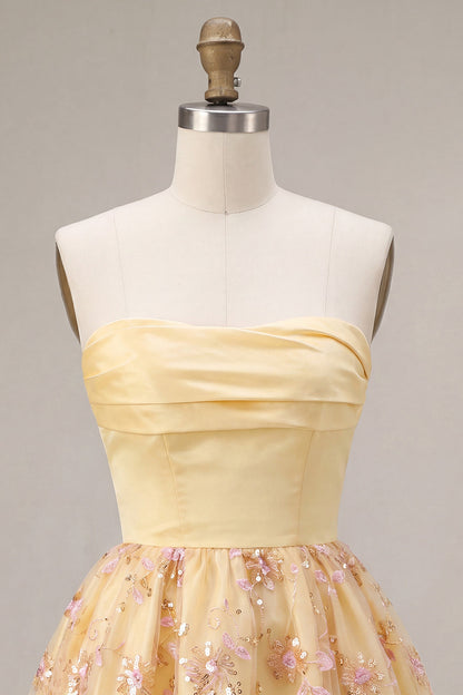 Victoire Sequin Dress with Floral Detail and Full Mini Skirt