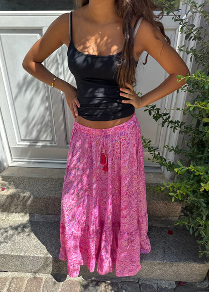 Blanca Skirt with Gold Foil Print and Full Hem