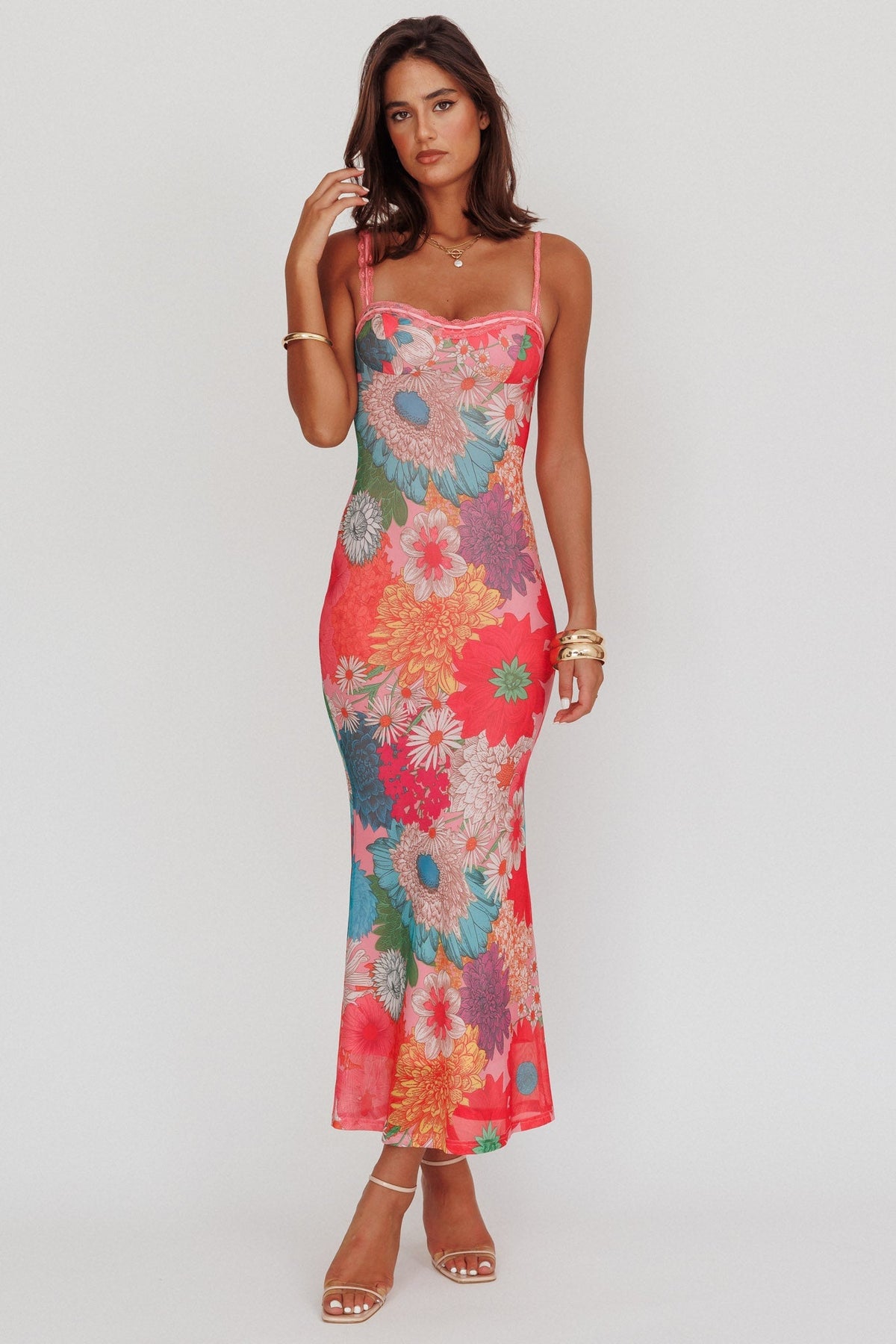 Lisette Lace Maxi Dress in Blush