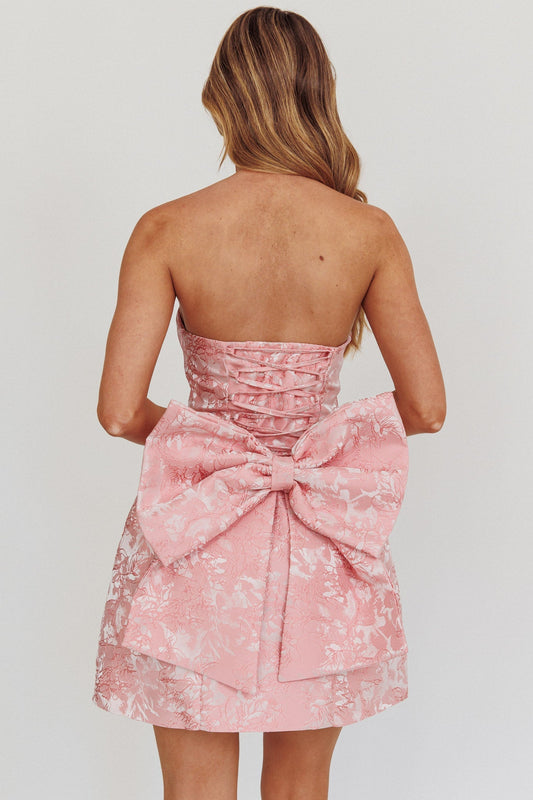 Miranda Bow Mini Dress in Blush