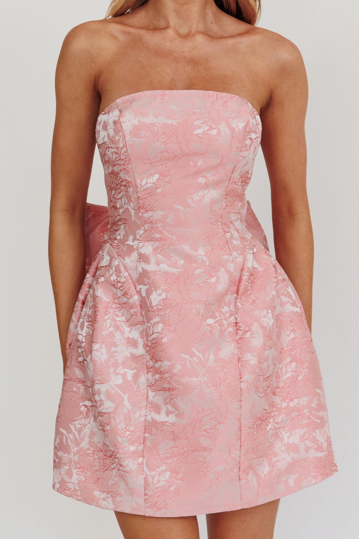 Miranda Bow Mini Dress in Blush