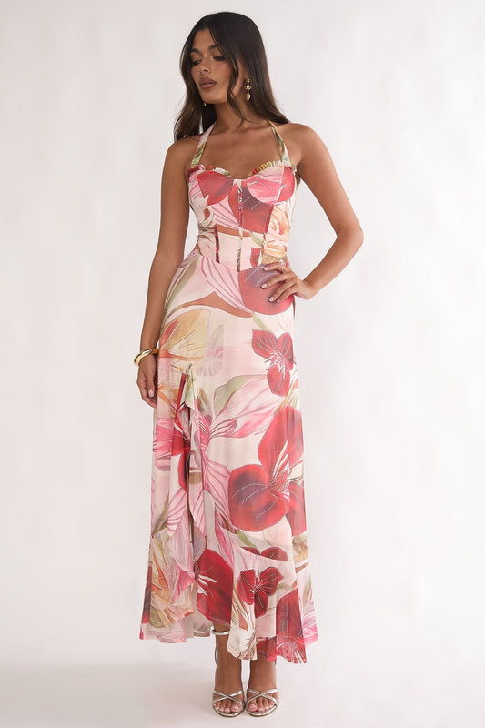 Rosalyn Halter Red Maxi Dress