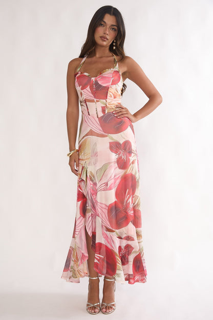 Rosalyn Halter Red Maxi Dress