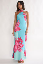 Risha Pink Maxi Dress with Scarf Detail