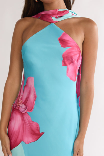 Risha Pink Maxi Dress with Scarf Detail