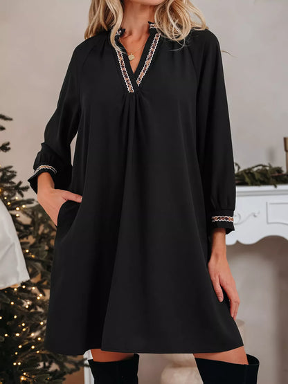 Opal Black Mini Dress with Contrast Trim and Shift Fit