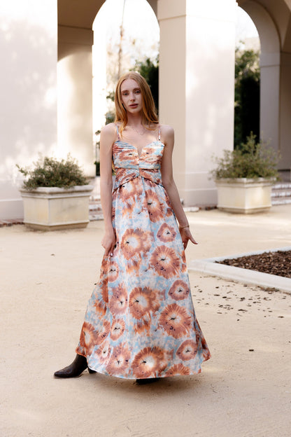 Tindra Pleated Bodice Maxi Dress