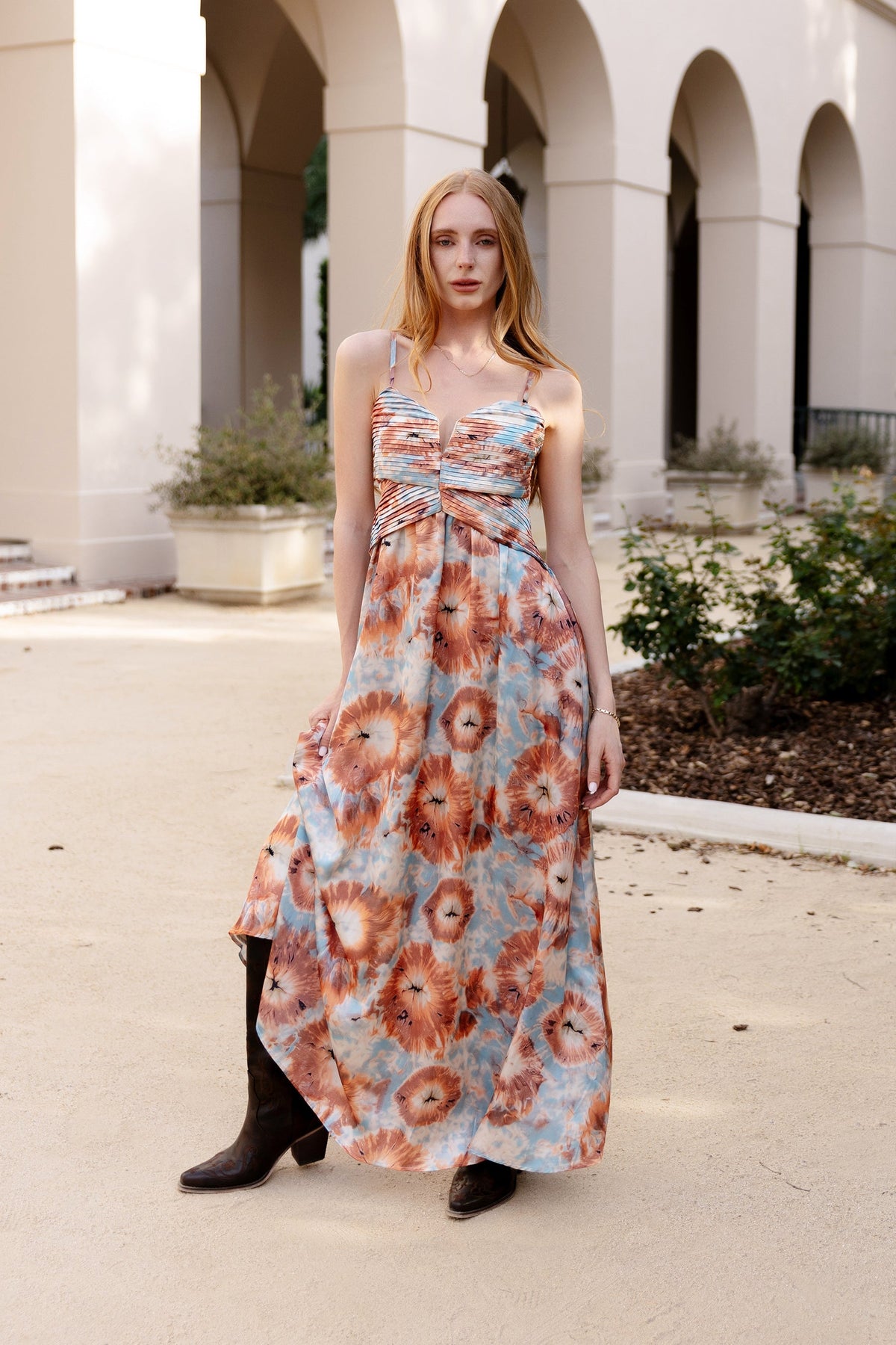 Tindra Pleated Bodice Maxi Dress
