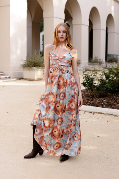 Tindra Pleated Bodice Maxi Dress