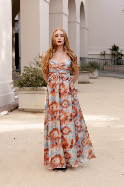 Tindra Pleated Bodice Maxi Dress