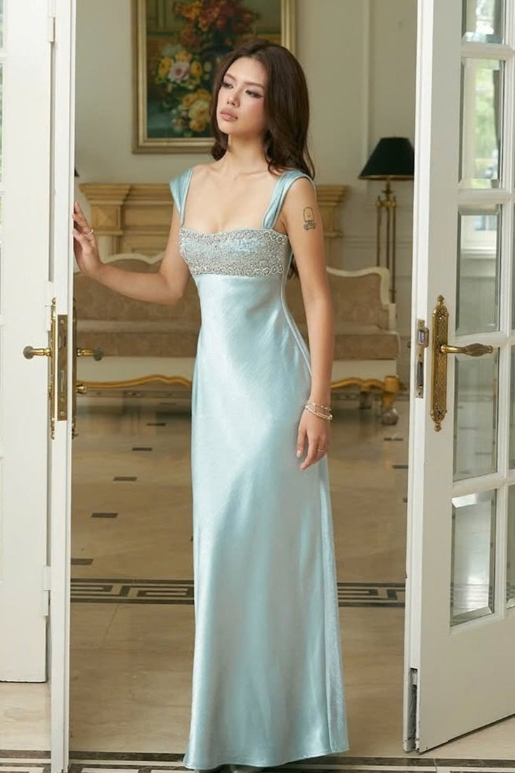 Felicia Rhinestone Ruched Maxi Dress