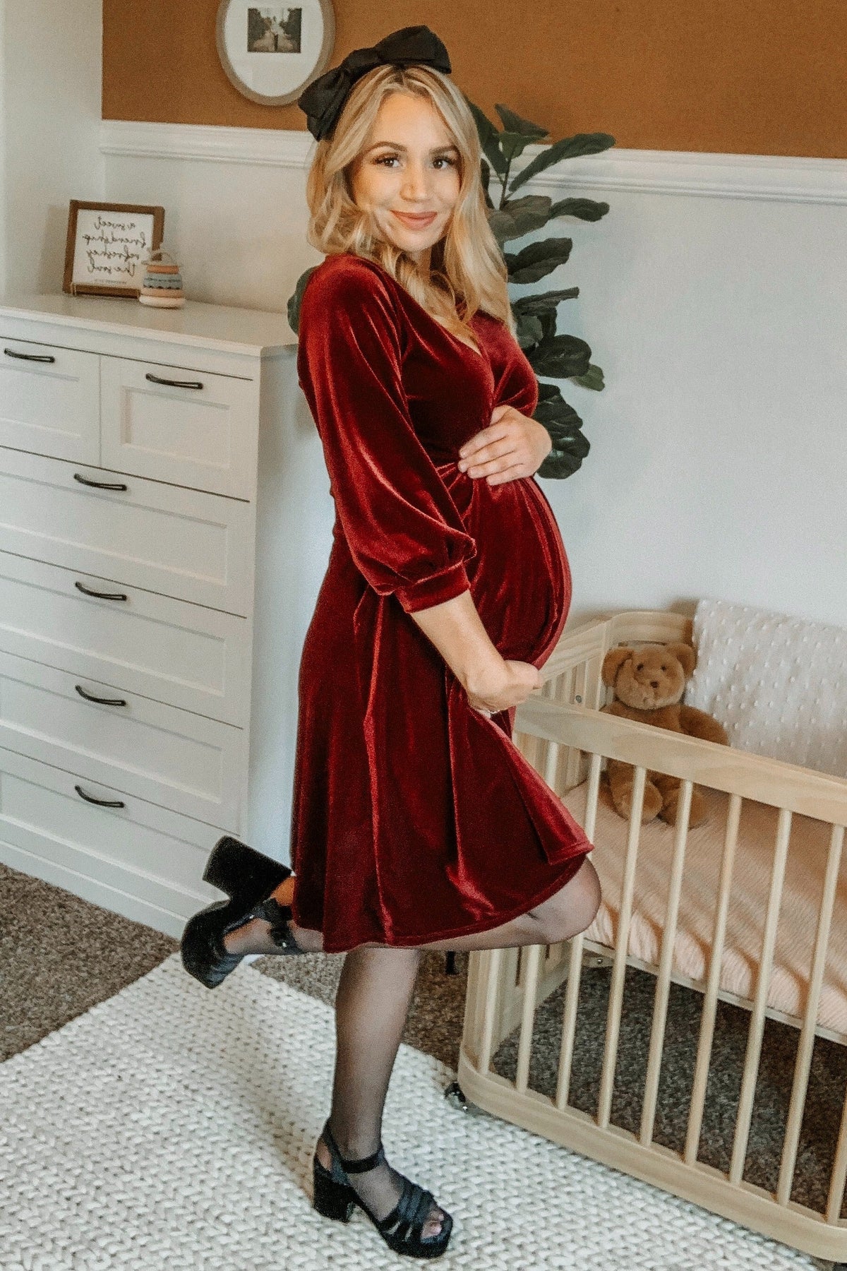 Lyla Velvet Wrap Babydoll Dress