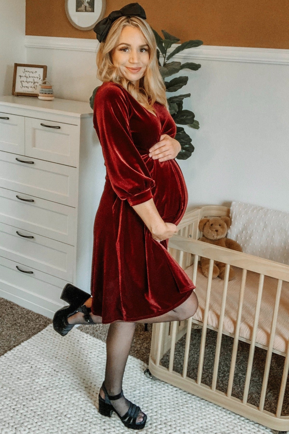Lyla Velvet Wrap Babydoll Dress