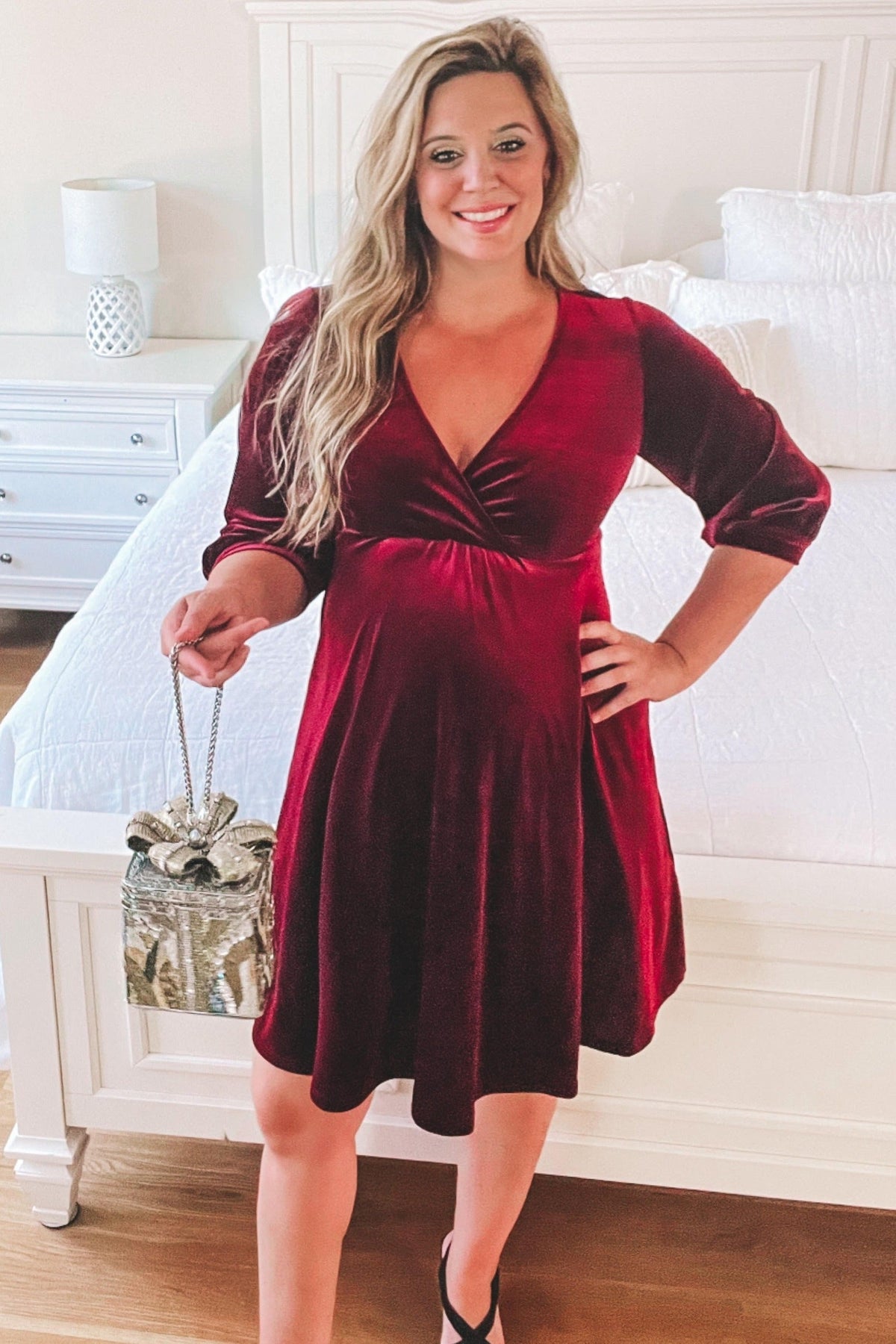 Lyla Velvet Wrap Babydoll Dress