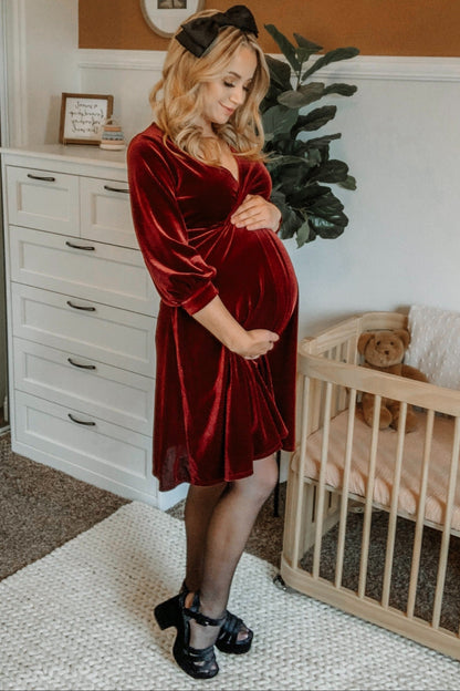 Lyla Velvet Wrap Babydoll Dress