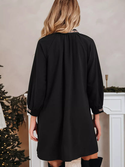 Opal Black Mini Dress with Contrast Trim and Shift Fit