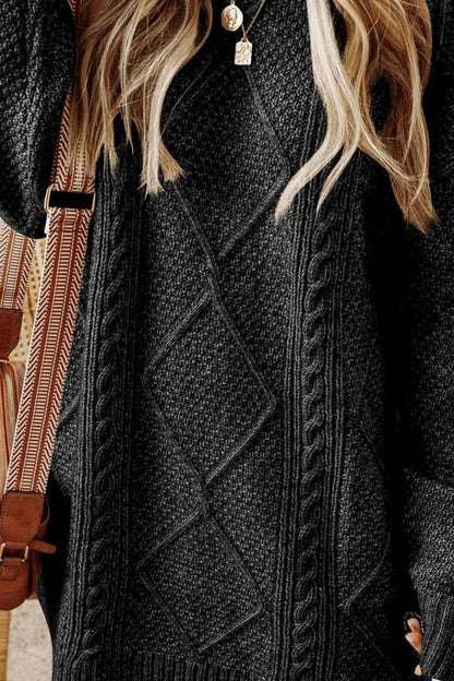 Dagny Sweater Dress with Cable Knit and Round Neck