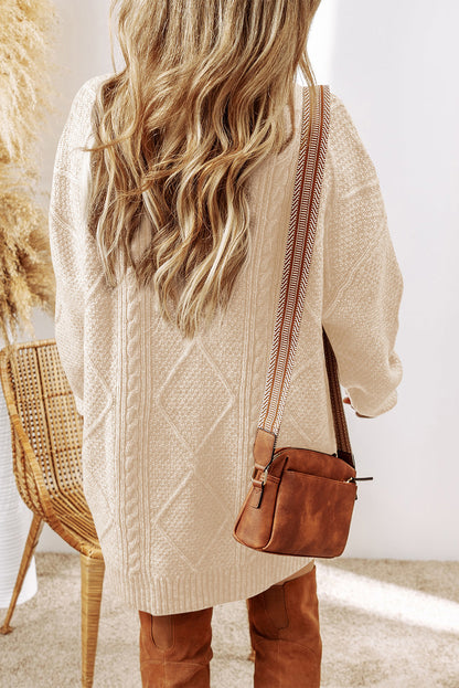 Wilma Sweater Dress with Drop Shoulders and Cable Knit