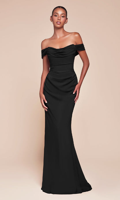 Junia Evening Gown with Multi-Way Straps and Chiffon Skirt