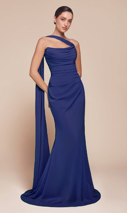 Junia Evening Gown with Multi-Way Straps and Chiffon Skirt