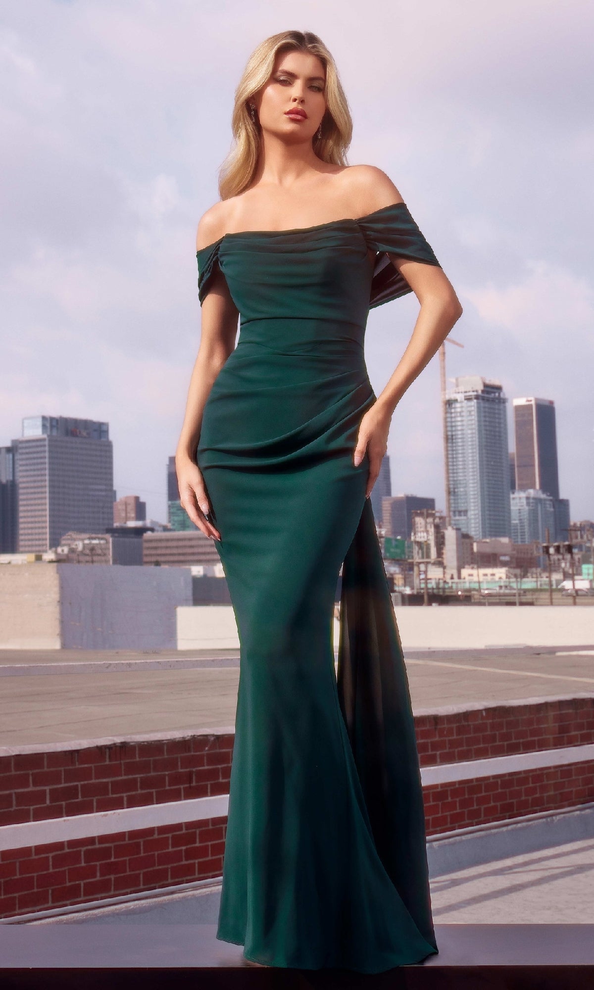 Junia Evening Gown with Multi-Way Straps and Chiffon Skirt