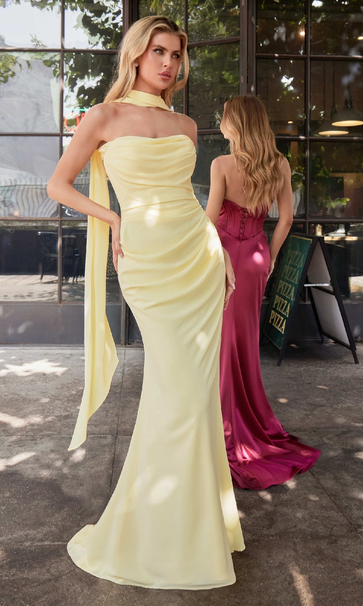 Junia Evening Gown with Multi-Way Straps and Chiffon Skirt