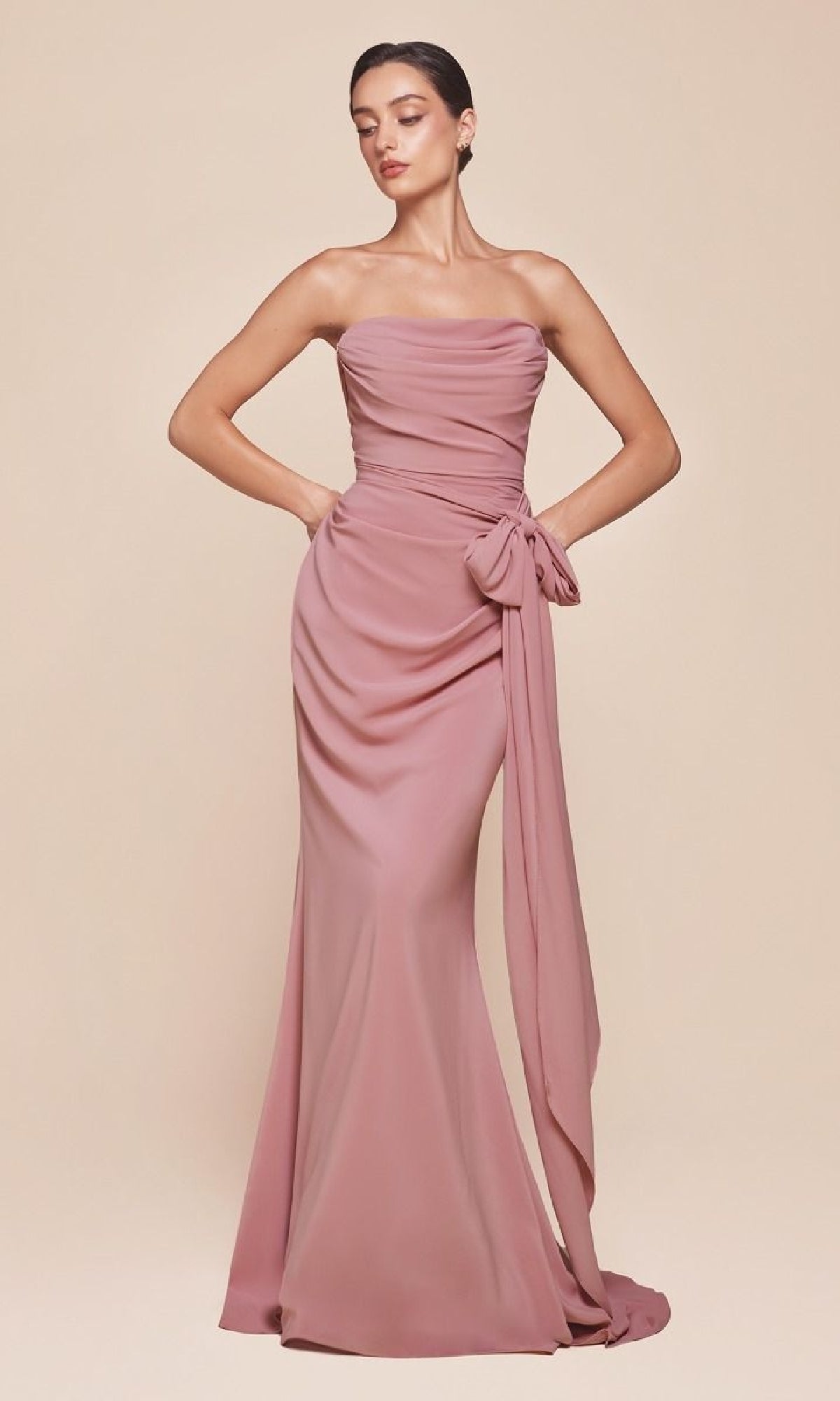Junia Evening Gown with Multi-Way Straps and Chiffon Skirt