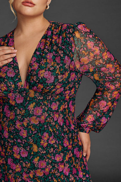 Quilla Floral Lantern Sleeve Maxi Dress