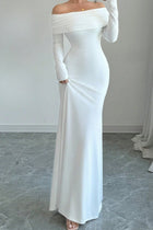 Gemma Long Sleeve Dress with Off Shoulder Neck and Mermaid Hem
