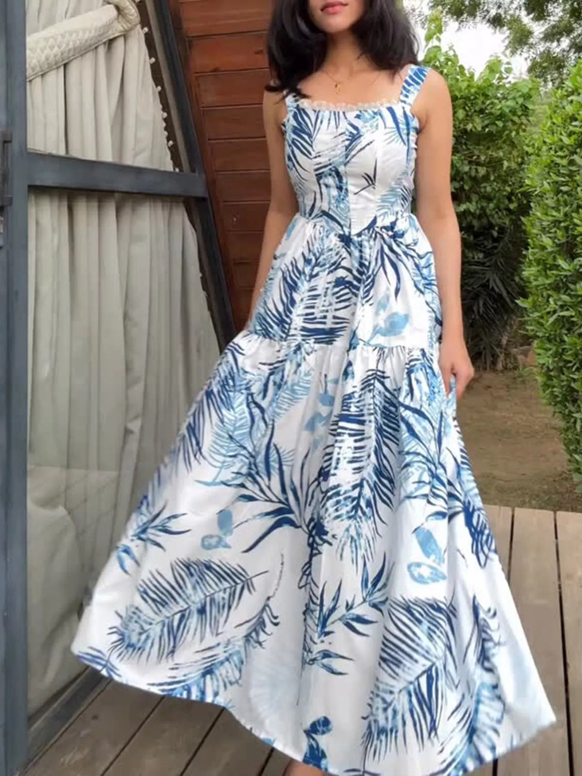 Eloisa Tropical Blue Maxi Dress