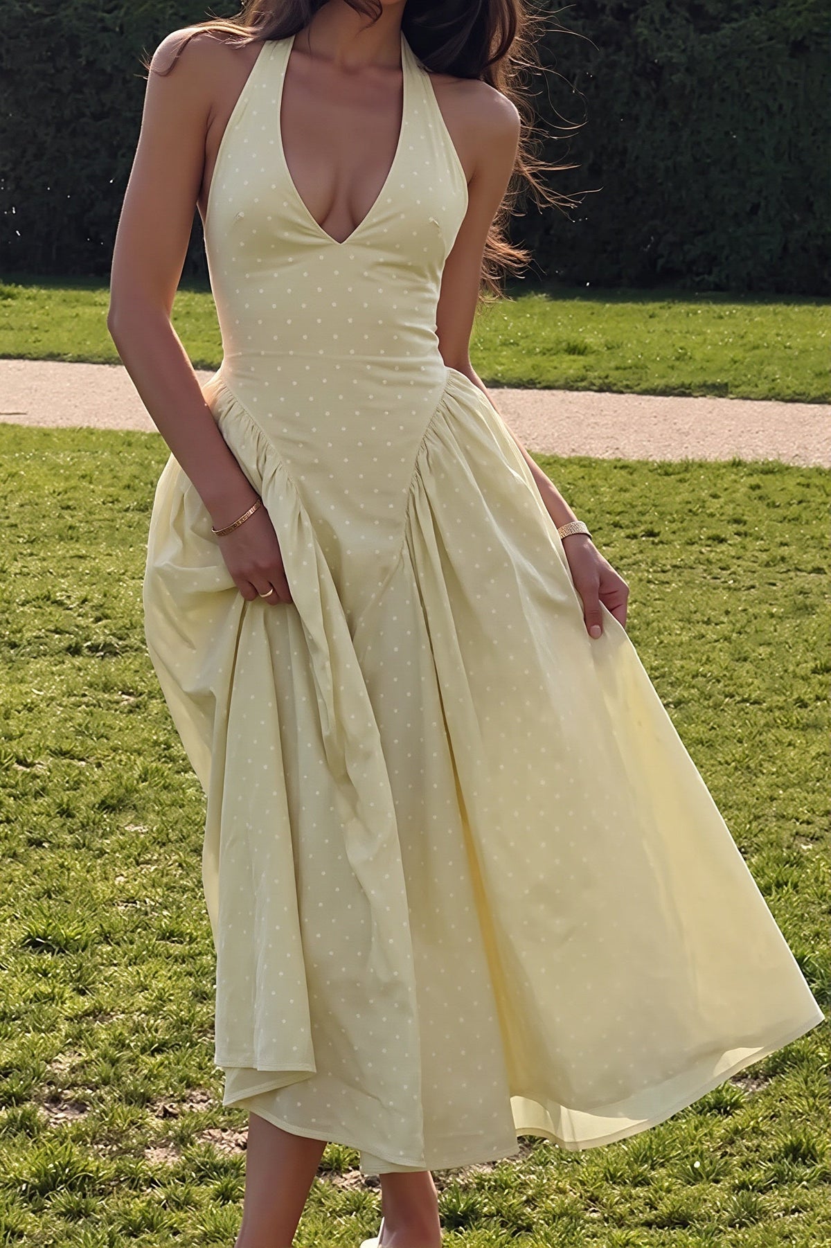 Judith Polka Dot Halter Maxi Dress