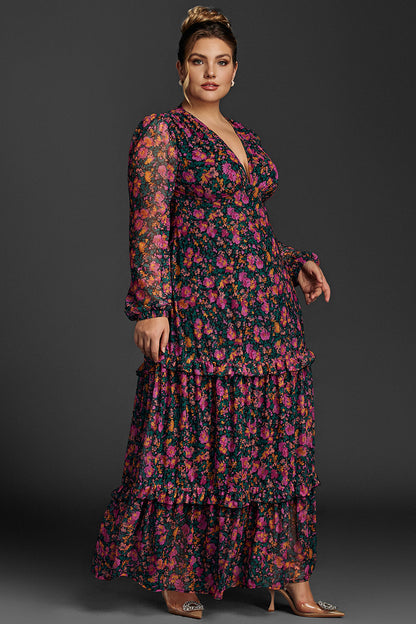 Quilla Floral Lantern Sleeve Maxi Dress