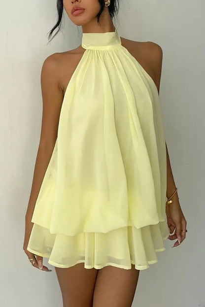 Nancy Chiffon Halter Mini Dress