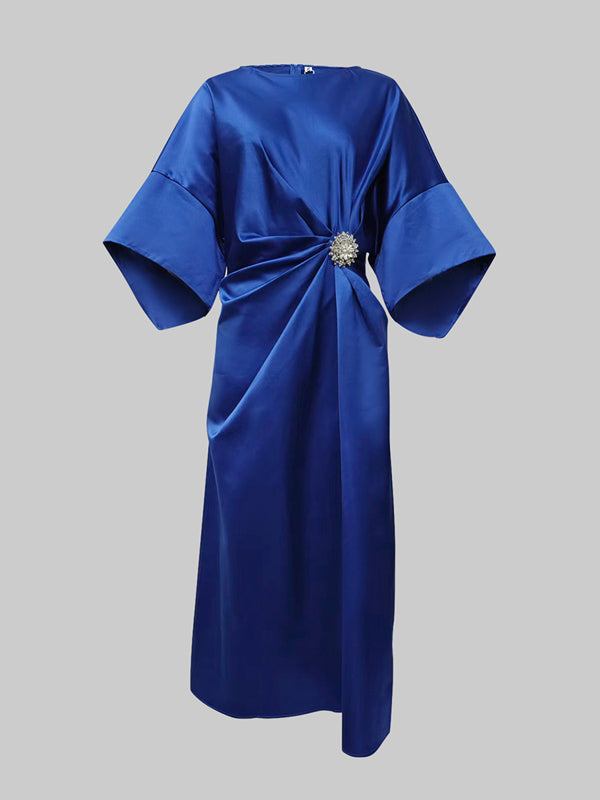 Goldie Pleated Asymmetric Maxi Dress