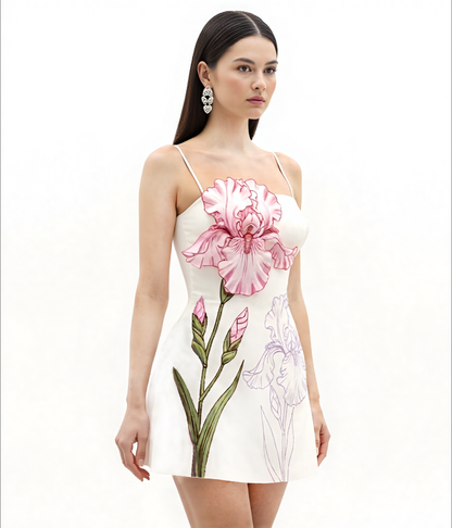 Mairin Appliqué White Mini Dress
