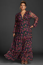 Quilla Floral Lantern Sleeve Maxi Dress