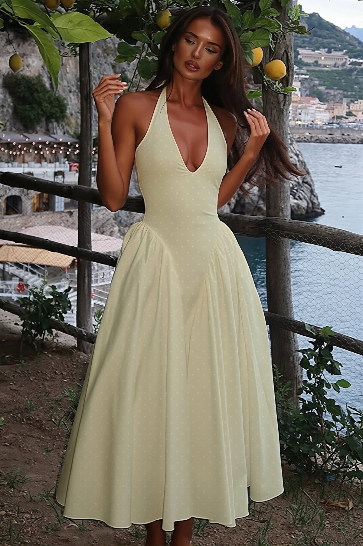 Judith Polka Dot Halter Maxi Dress