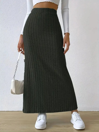 Adela Skirt with Ribbed Knit and High Waist