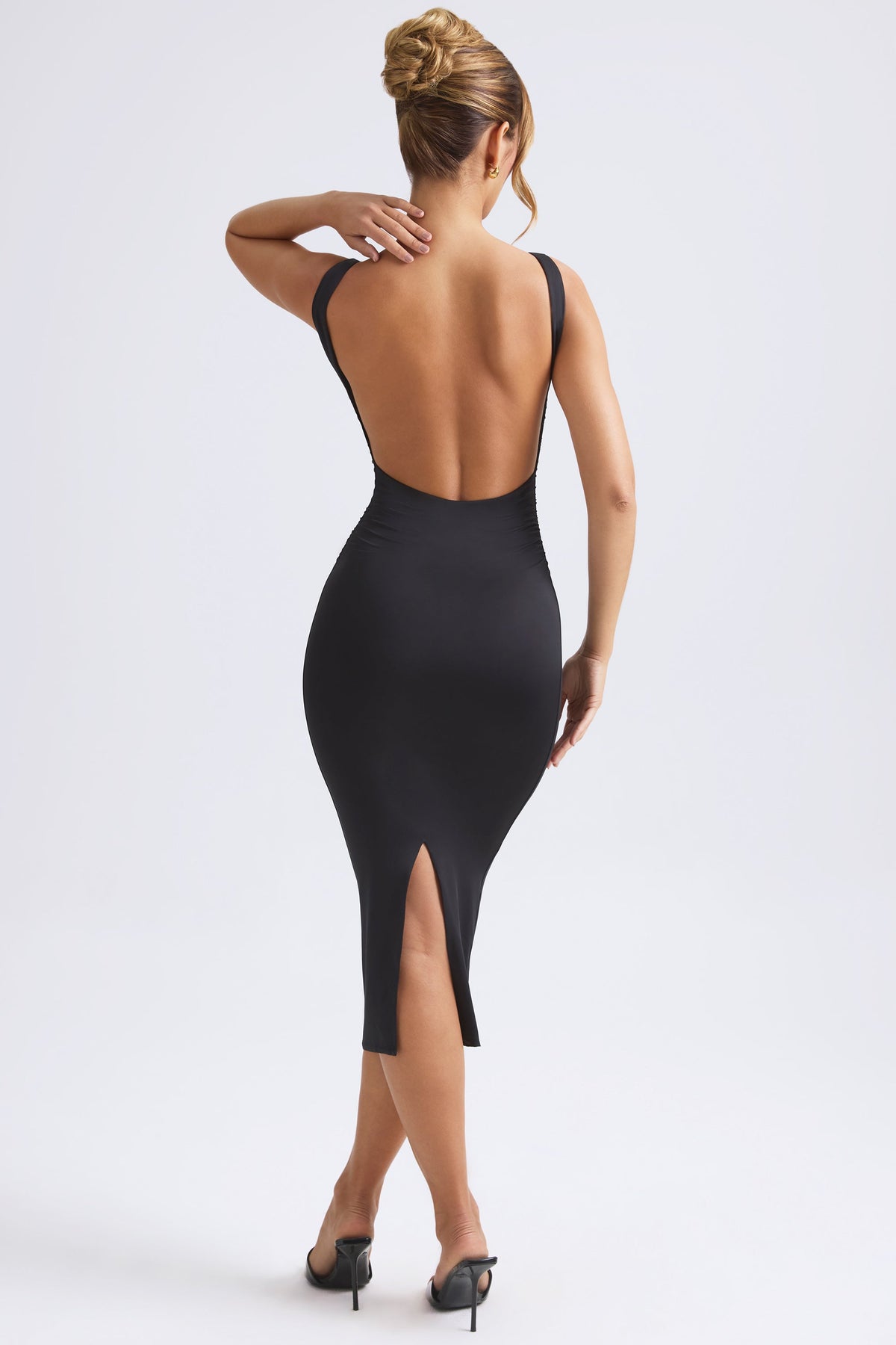 Grainne Ruched Open-Back Evening Dress