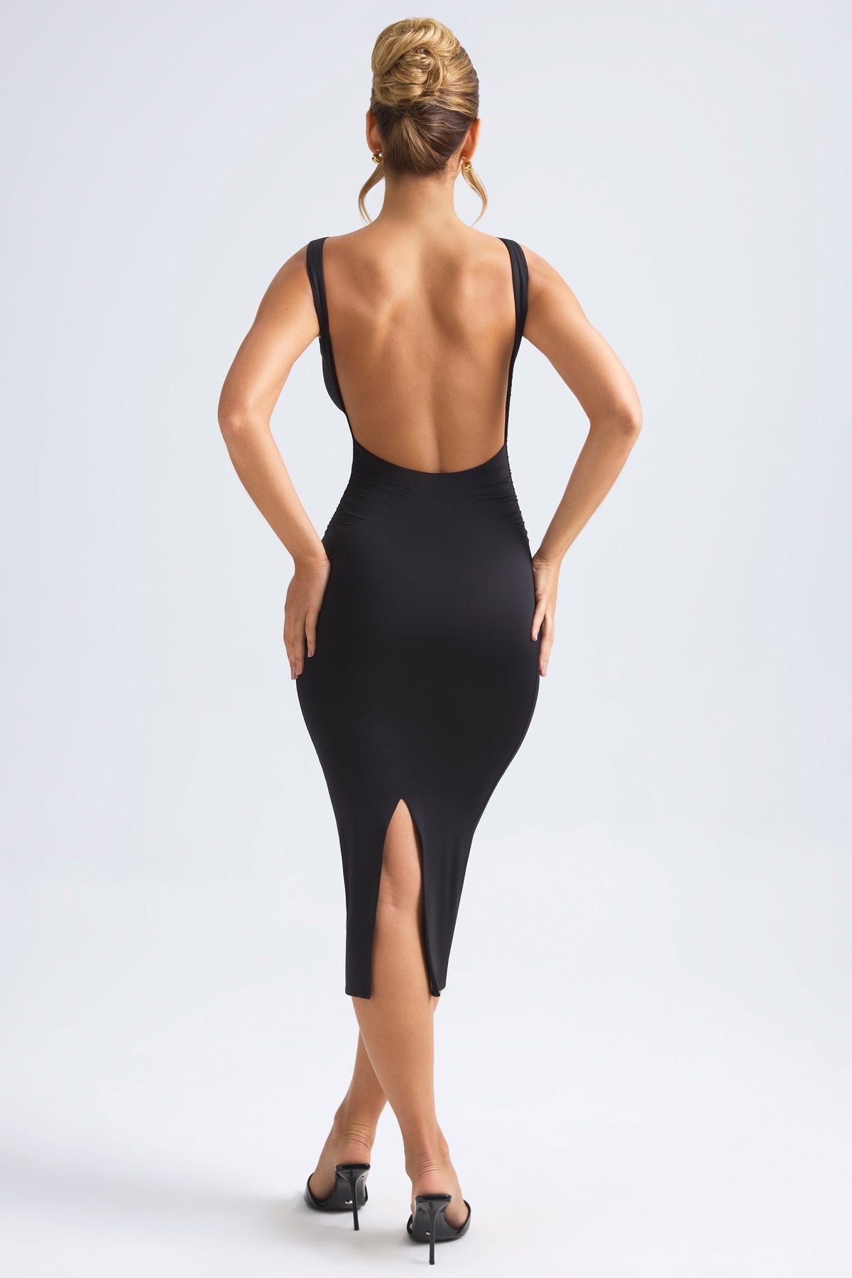Grainne Ruched Open-Back Evening Dress