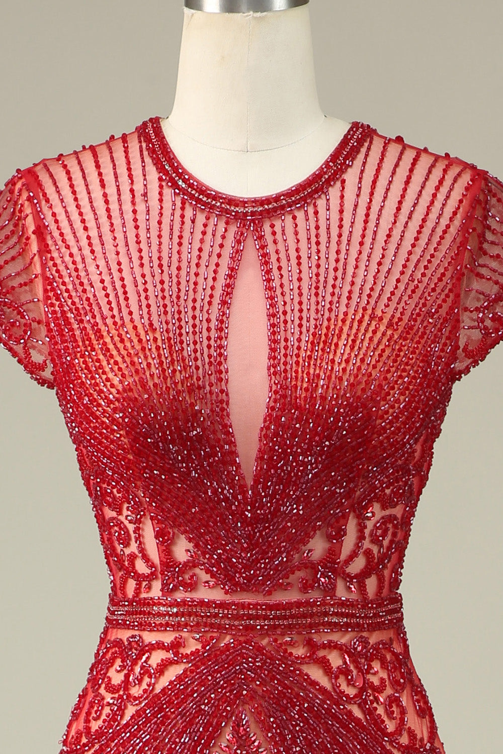 Birdie Black Dress with Beaded Mesh and Mermaid Hem