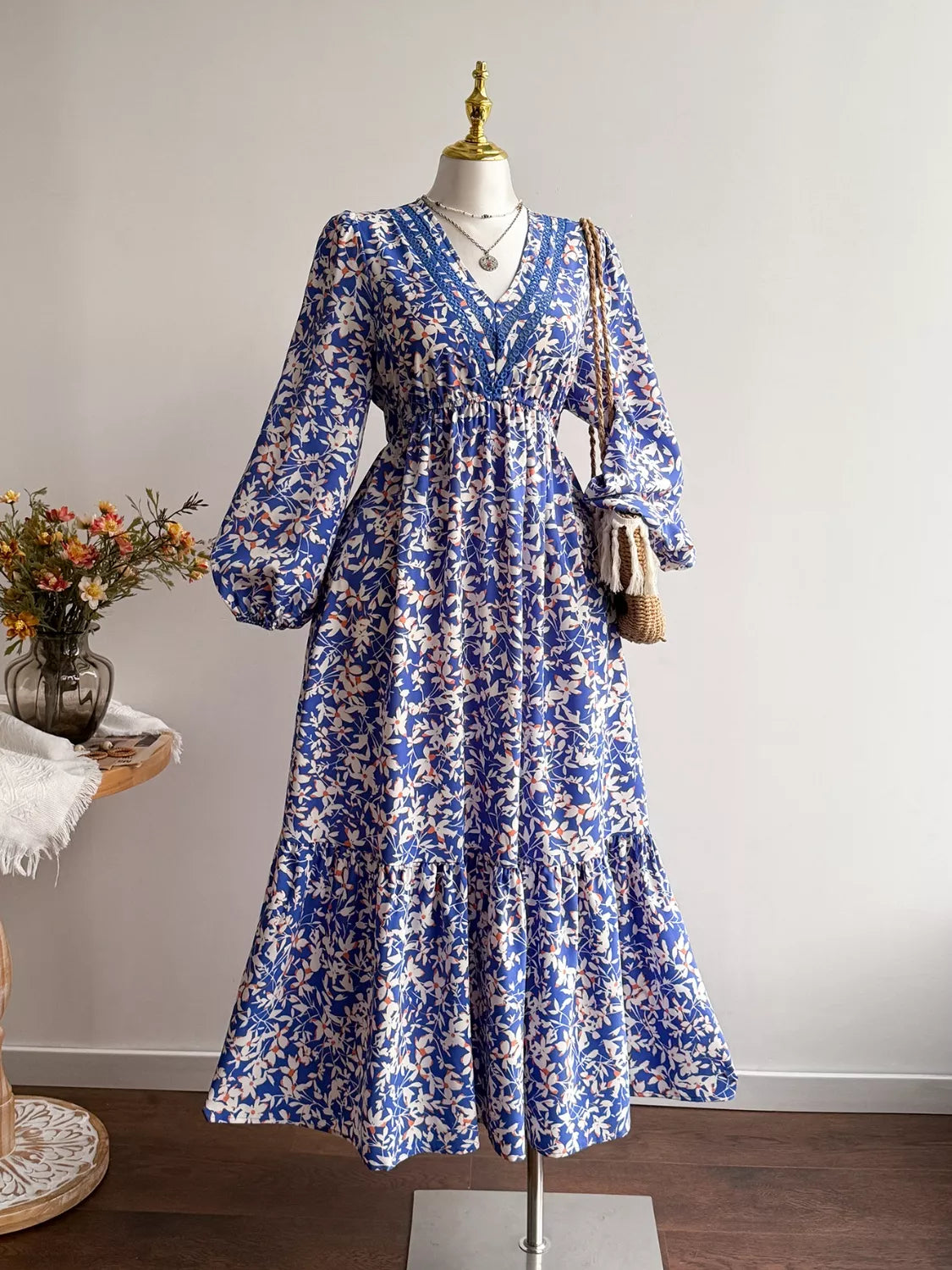 Xena Floral Maxi Dress with Flutter Sleeves