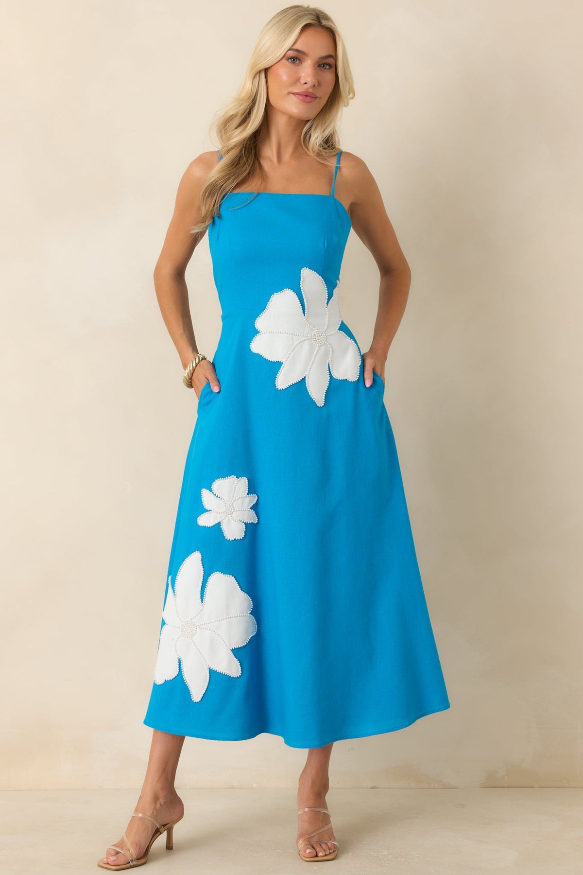 Laetitia Floral Midi Dress in Blossom Blue