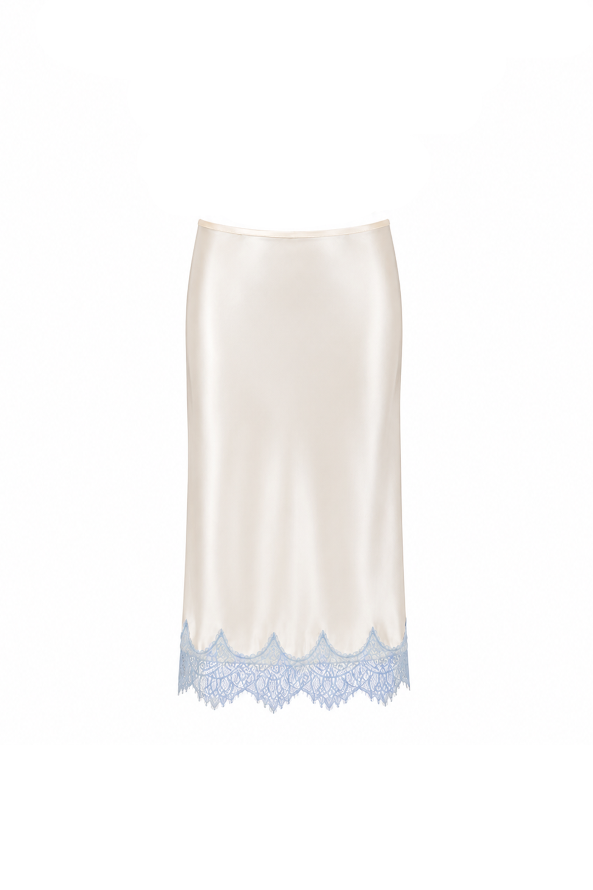 Daniela Skirt with Scalloped Lace Hem and Satin Body