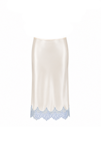 Daniela Skirt with Scalloped Lace Hem and Satin Body
